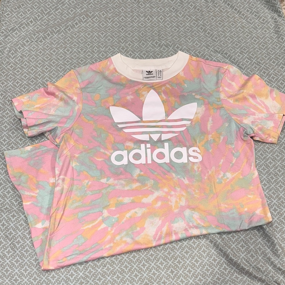 Adidas Womens XS Tie-Dye T-Shirt - Pink, Yellow, Blue
